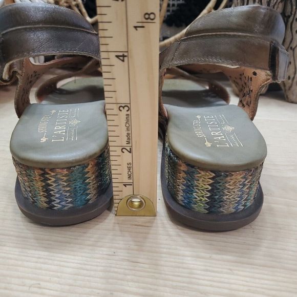 NWOB L'Artiste Suzietta Slingback Sandal Weave Basket Wedge Leather Boho 8.5/39 - Picture 7 of 12